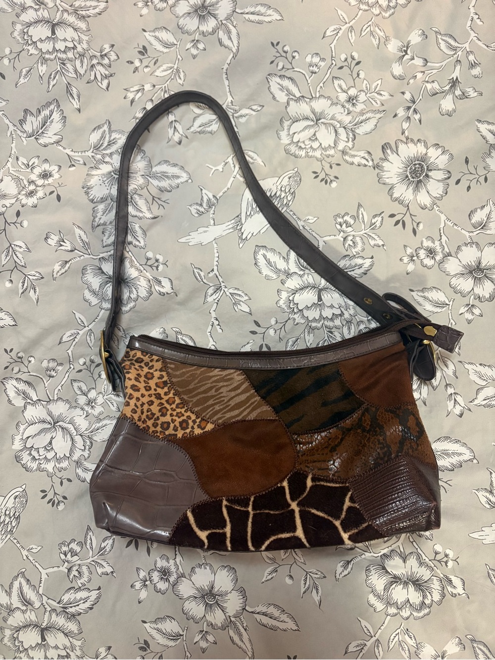 Relic Y2K vintage  Brown Patchwork Animal-Print Shoulder Bag